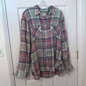Mint, blue, & light red flannel